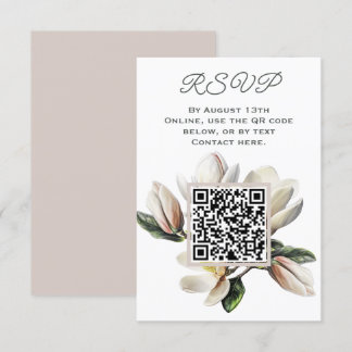 Tarjeta De Recepción Flores de Magnolia RSVP Código QR