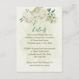 Tarjeta De Recepción Flores de marfil blancas verdes detalles del boda