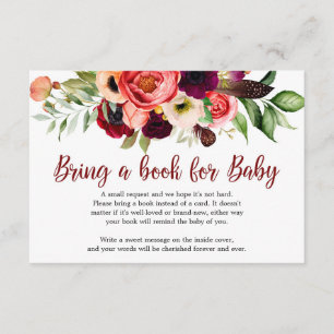 Tarjeta De Recepción Flores de mauve de maroon burgundy de Boho Rubor