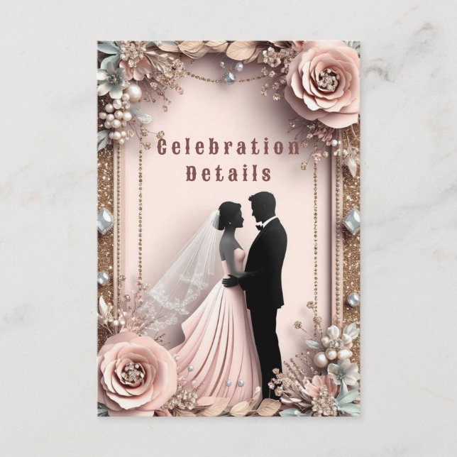 Tarjeta De Recepción 🌸 Flores de Melocotón Boda de Primavera ✨ (Anverso)