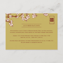 Tarjeta De Recepción Flores de Melocotón/Ciruela y Doble Felicidad Boda