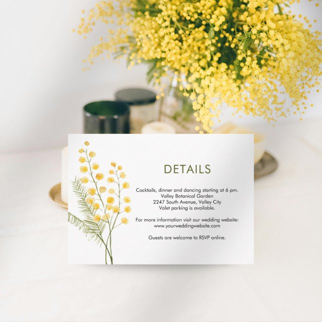 Tarjeta De Recepción Flores de mimosa linda boda primavera (Subido por el creador)