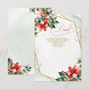 Tarjeta De Recepción Flores de Nochebuena Rojas Boda de Navidad de Invi