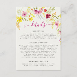 Tarjeta De Recepción Flores de orquídeas violetas rosadas salvajes Boda