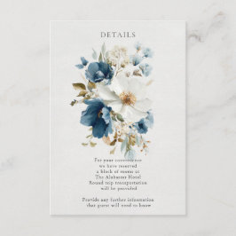 Tarjeta De Recepción Flores de pintura azul y crema