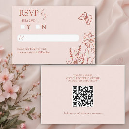 Tarjeta De Recepción Flores de prados Boda Rosa Misty RSVP