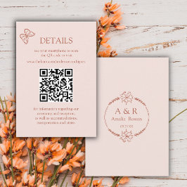 Tarjeta De Recepción Flores de prados Rosa oxidado Exploración QR Tarje