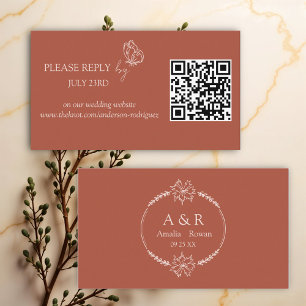 Tarjeta De Recepción Flores de prados Terracotta QR RSVP
