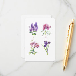 Tarjeta De Recepción Flores de primavera en acuarela - Flores botánicas