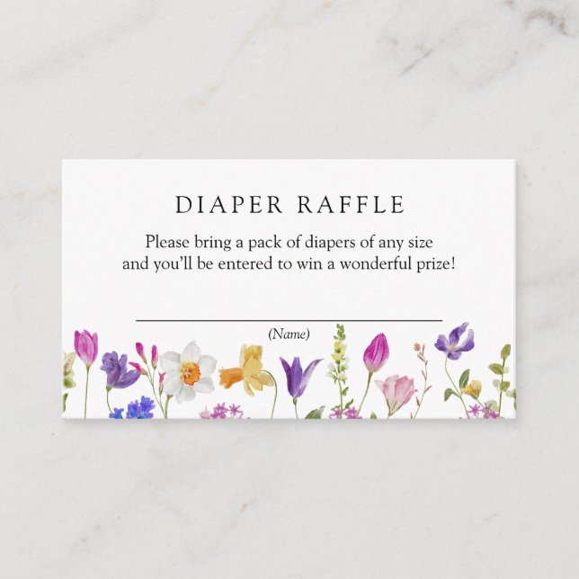 Tarjeta De Recepción Flores de primavera florecientes Diaper Raffle (Anverso)