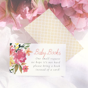 Tarjeta De Recepción Flores de Primavera   Libros para Baby Shower para