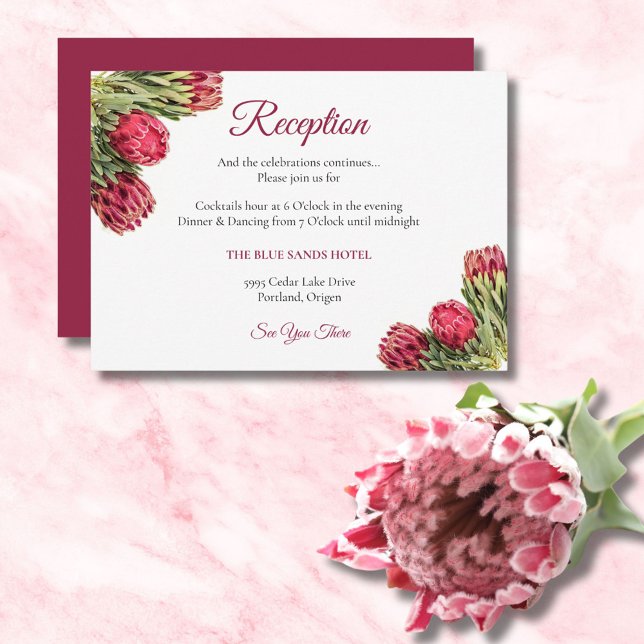 Tarjeta De Recepción Flores de Protea Rey Tropicales Boda Verde Sage  (Subido por el creador)