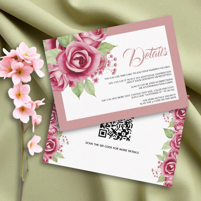 Tarjeta De Recepción Flores de rosa azul turbulento Detalles del boda d (Subido por el creador)