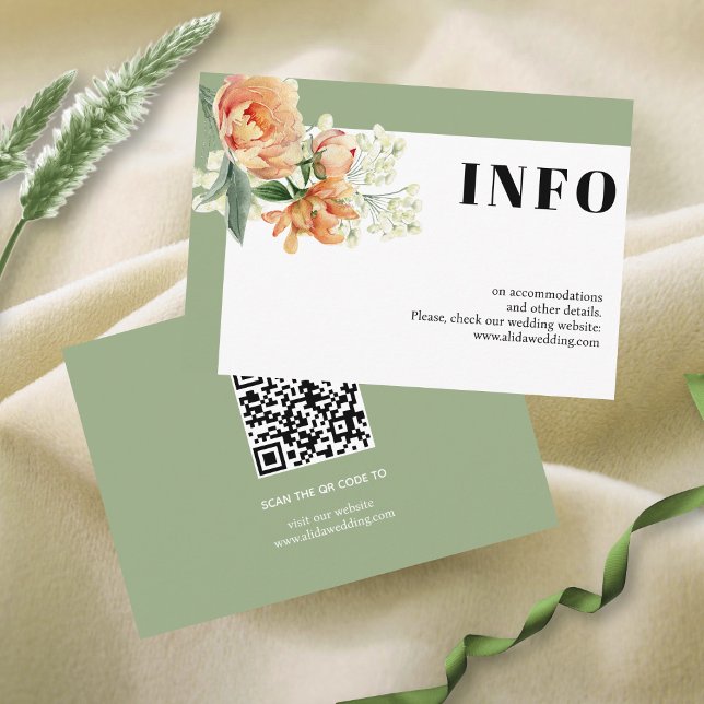 Tarjeta De Recepción Flores de rosa de pimienta boda floral verde (Subido por el creador)