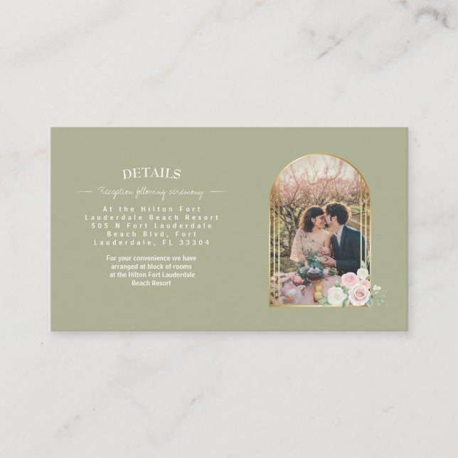 Tarjeta De Recepción Flores De Rosa Rosa Y Blanco (Anverso)