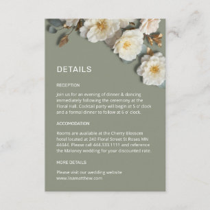 Tarjeta De Recepción Flores de rosas blancas 3D