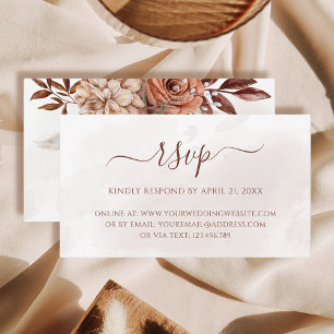 Tarjeta De Recepción Flores de Terracota Boho RSVP en línea para boda d