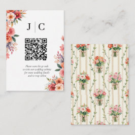 Tarjeta De Recepción Flores de Terracota Enclosure de Código QR Minimal