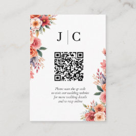 Tarjeta De Recepción Flores de Terracota Enclosure de Código QR Minimal