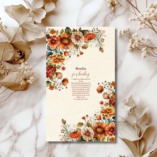 Tarjeta De Recepción Flores de terracota oxidada libros de Baby Shower  (Subido por el creador)