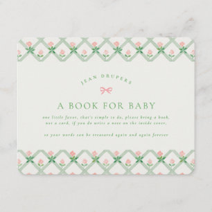 Tarjeta De Recepción flores dulces de cottage core libros para baby sho