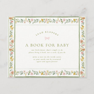 Tarjeta De Recepción flores dulces de cottage core para libros para bab
