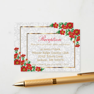 Tarjeta De Recepción Flores Elegantes de Amapola Roja
