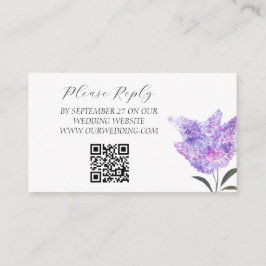 Tarjeta De Recepción Flores Florales Acuarela Morado Lila Boda