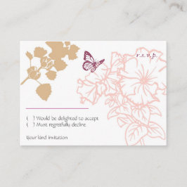 Tarjeta De Recepción Flores ilustradas y Jardín de mariposas RSVP