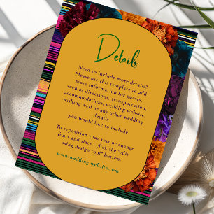 Tarjeta De Recepción Flores mexicanas modernas detalles amarillo boda