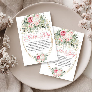 Tarjeta De Recepción Flores Mínimas Rosa Pálido Libro Solicitud Oro
