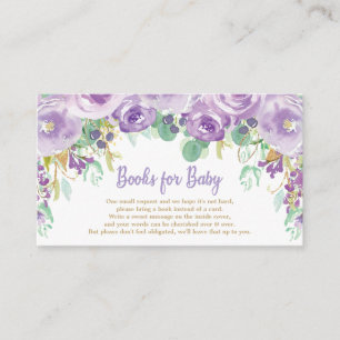 Tarjeta De Recepción Flores moradas Baby Shower trae un libro