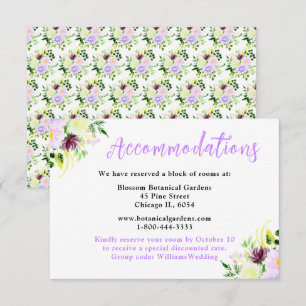 Tarjeta De Recepción Flores Moradas de Primavera con Follaje