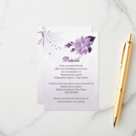 Tarjeta De Recepción flores moradas detalles botánicos