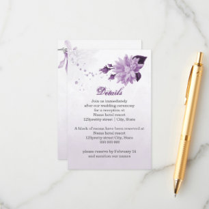 Tarjeta De Recepción flores moradas detalles botánicos