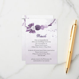 Tarjeta De Recepción flores moradas detalles botánicos