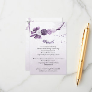 Tarjeta De Recepción flores moradas detalles botánicos