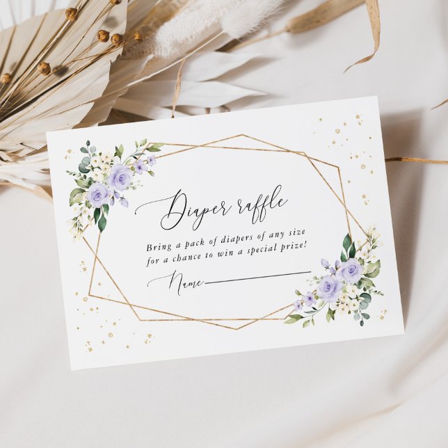 Tarjeta De Recepción Flores moradas, flores blancas, boho, pañales (Subido por el creador)