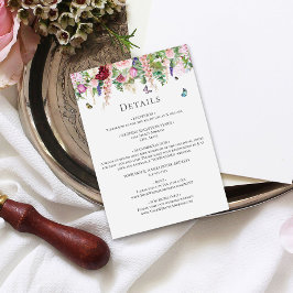 Tarjeta De Recepción Flores moradas rosadas con mariposas