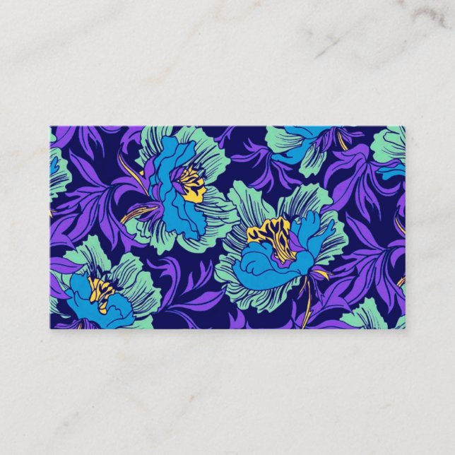 Tarjeta De Recepción Flores moradas y azules William Morris (Anverso)