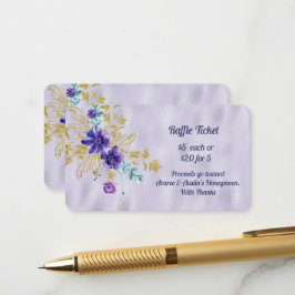 Tarjeta De Recepción Flores Moradas y Hojas Doradas Rifa de Papel de Es