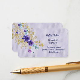 Tarjeta De Recepción Flores moradas y oro dejan revuelto Relieve metali