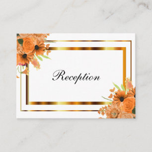 Tarjeta De Recepción Flores Naranjas en blanco