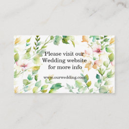 Tarjeta De Recepción Flores naturales de acuarela verde elegante