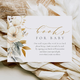 Tarjeta De Recepción Flores neutras elegantes libros Baby Shower para b