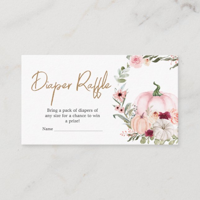 Tarjeta De Recepción Flores otoñales Calabaza Baby Shower Diaper Raffle (Anverso)