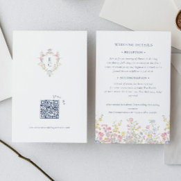 Tarjeta De Recepción Flores pastel boho Caligrafía elegante Boda