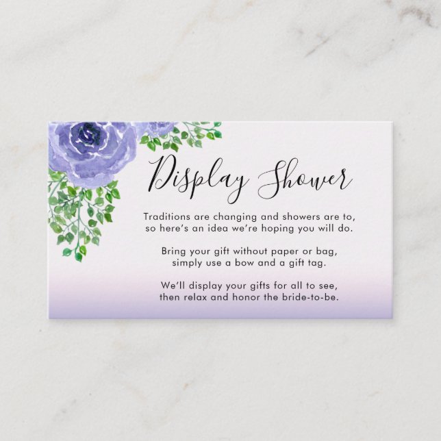 Tarjeta De Recepción Flores púrpura acuarelas | Pantalla Shower (Anverso)
