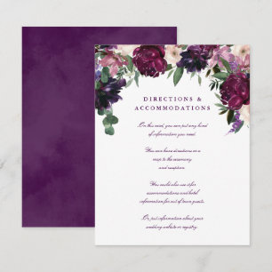 Tarjeta De Recepción Flores púrpura exuberantes   Boda romántico