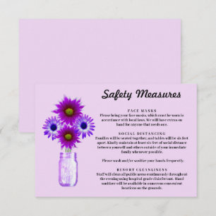 Tarjeta De Recepción Flores Púrpura Medidas de Seguridad de Mason Jar